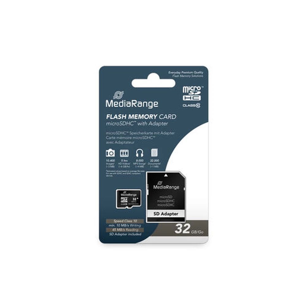MediaRange 32GB microSDHC MR959 Class10 + adapterrel MediaRange 32GB microSDHC MR959 Class10 + adapterrel