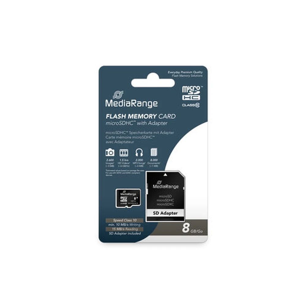 MediaRange 8GB microSDHC MR957 Class10 + adapterrel MediaRange 8GB microSDHC MR957 Class10 + adapterrel
