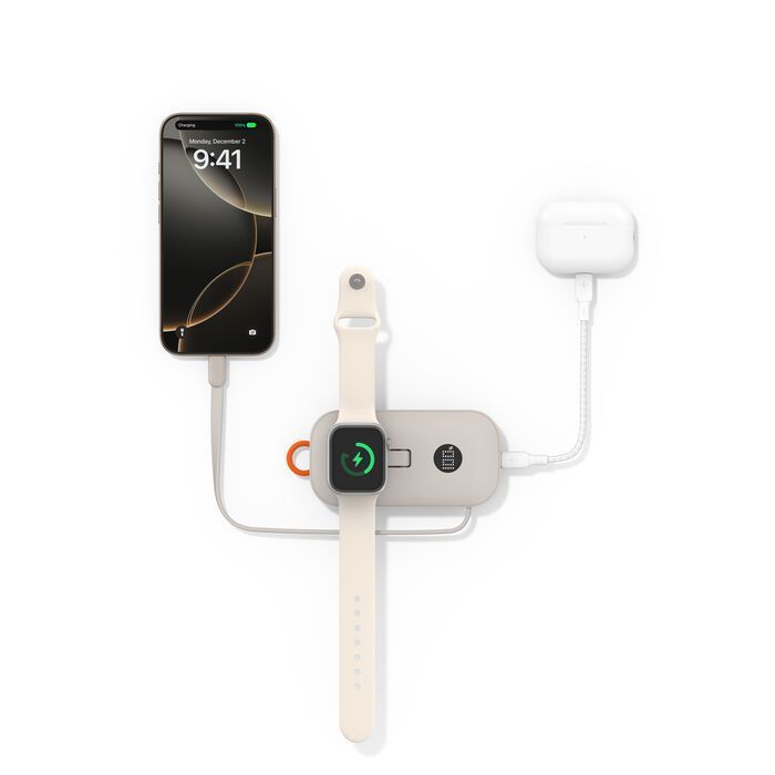 Belkin BoostCharge Pro 10000mAh PowerBank with Apple Watch Charger Sand Belkin BoostCharge Pro 10000mAh PowerBank with Apple Watch Charger Sand