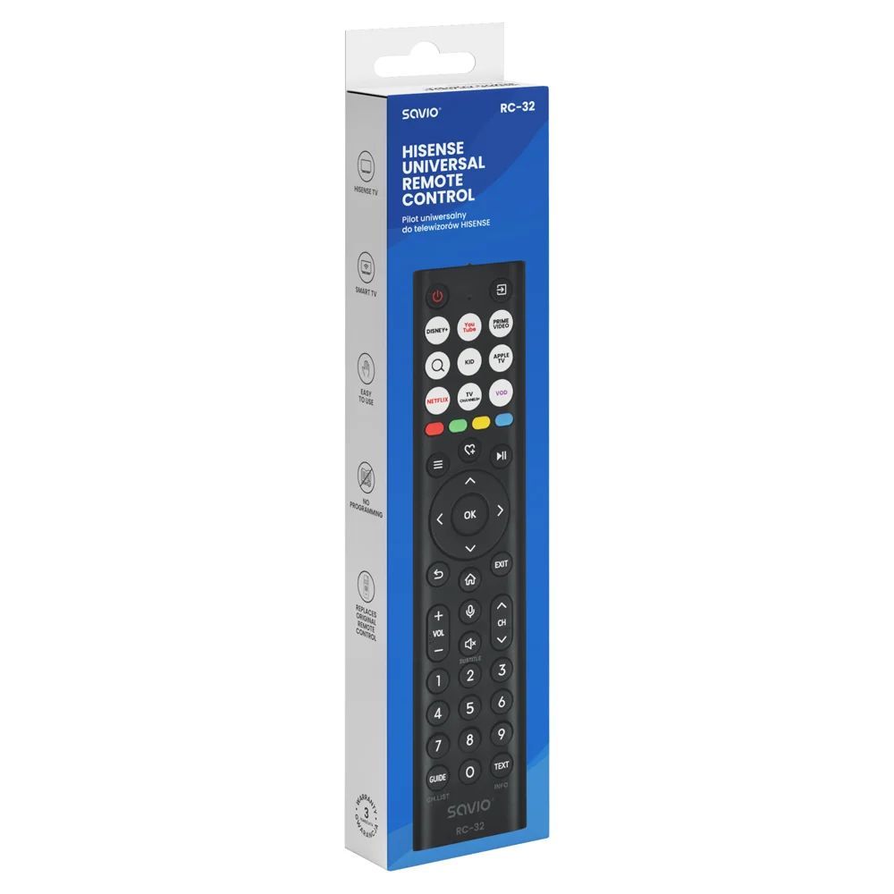 Savio RC-32 Hisense Smart Univerzális Távirányító Black Savio RC-32 Hisense Smart Univerzális Távirányító Black